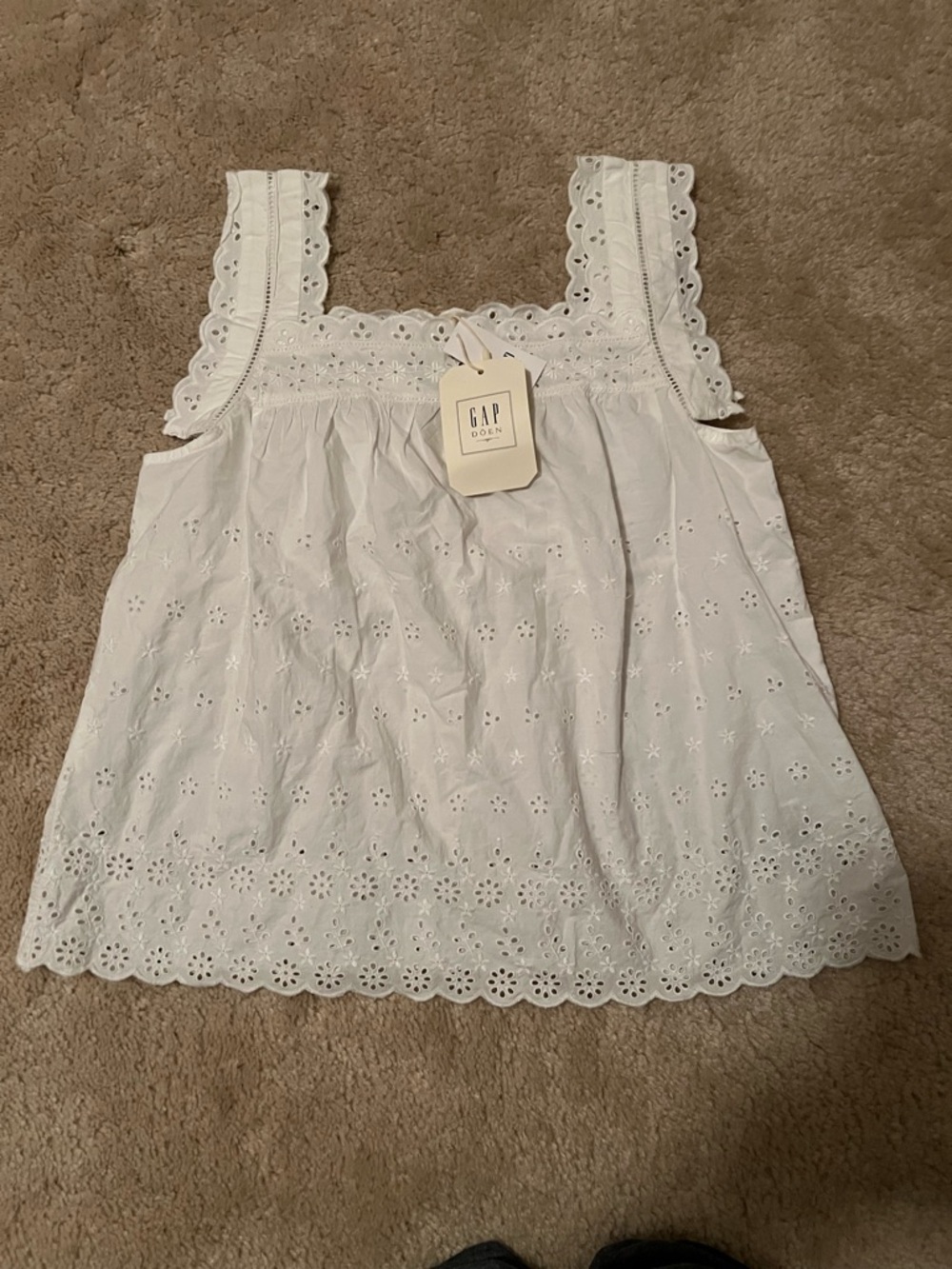 GAP x Doen White Eyelet Square-Neck Top XXS